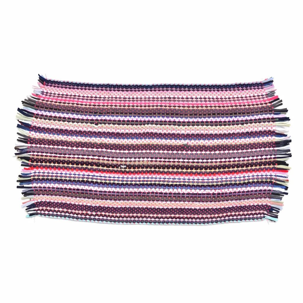 Tapis tissé à franges multicolore 50 x 80 cm