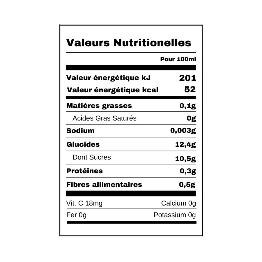 Jus nectar tropical Royal 1L valeurs nutritionnelles