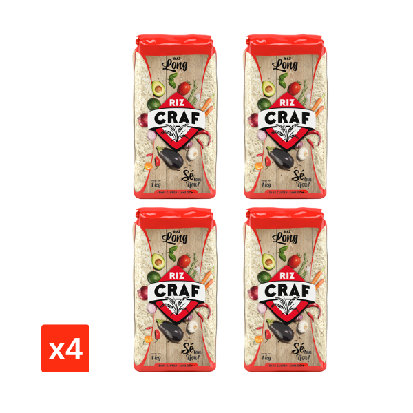 Lot de 4 riz long Craf 1kg