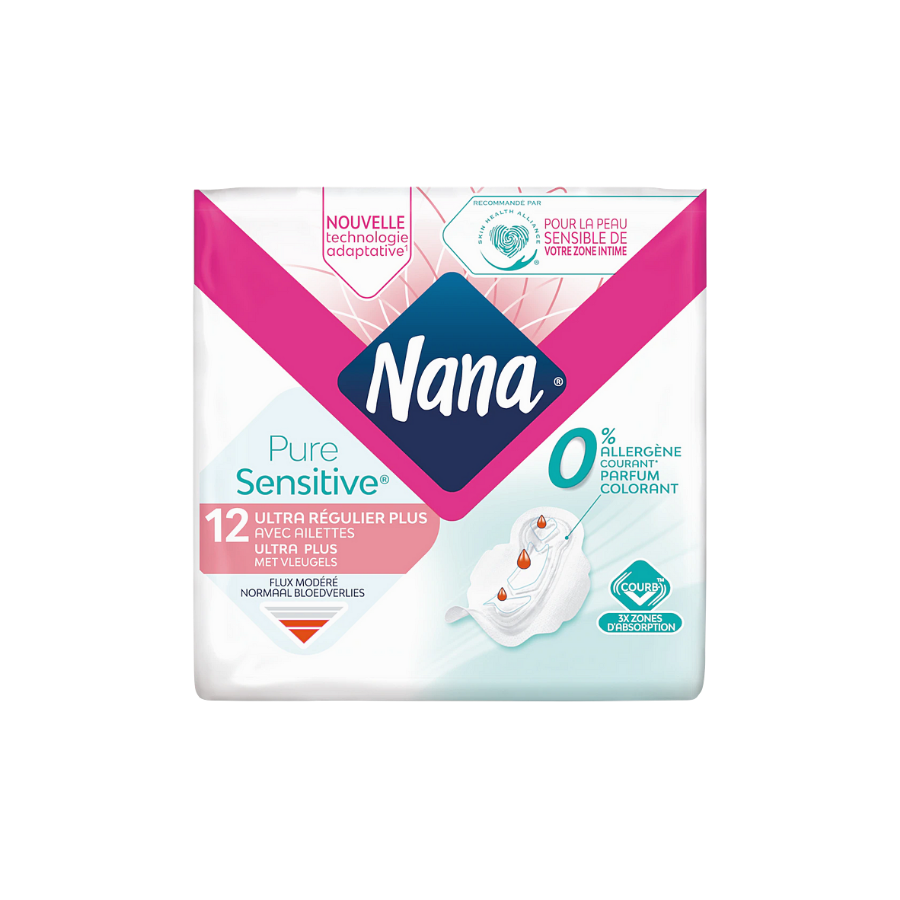 Serviettes hygiéniques Pure Sensitive™ Ultra Régulier Plus Nana X12