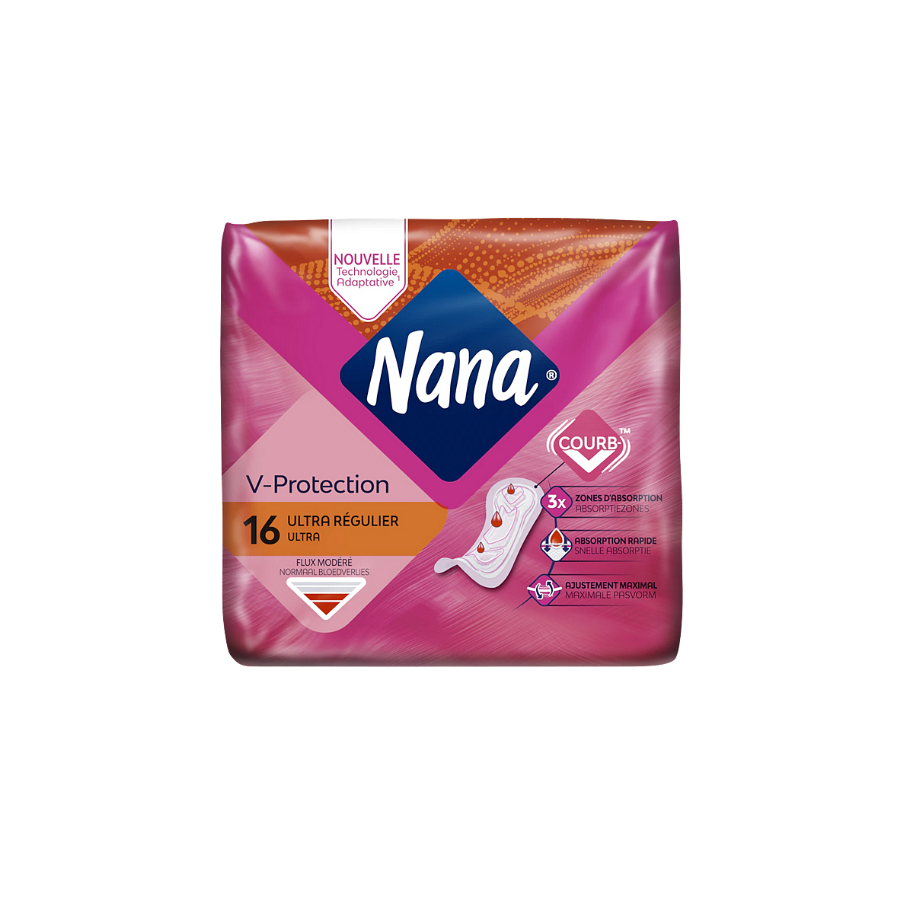 Serviettes hygiéniques V-Protection Ultra Régulier Nana X16